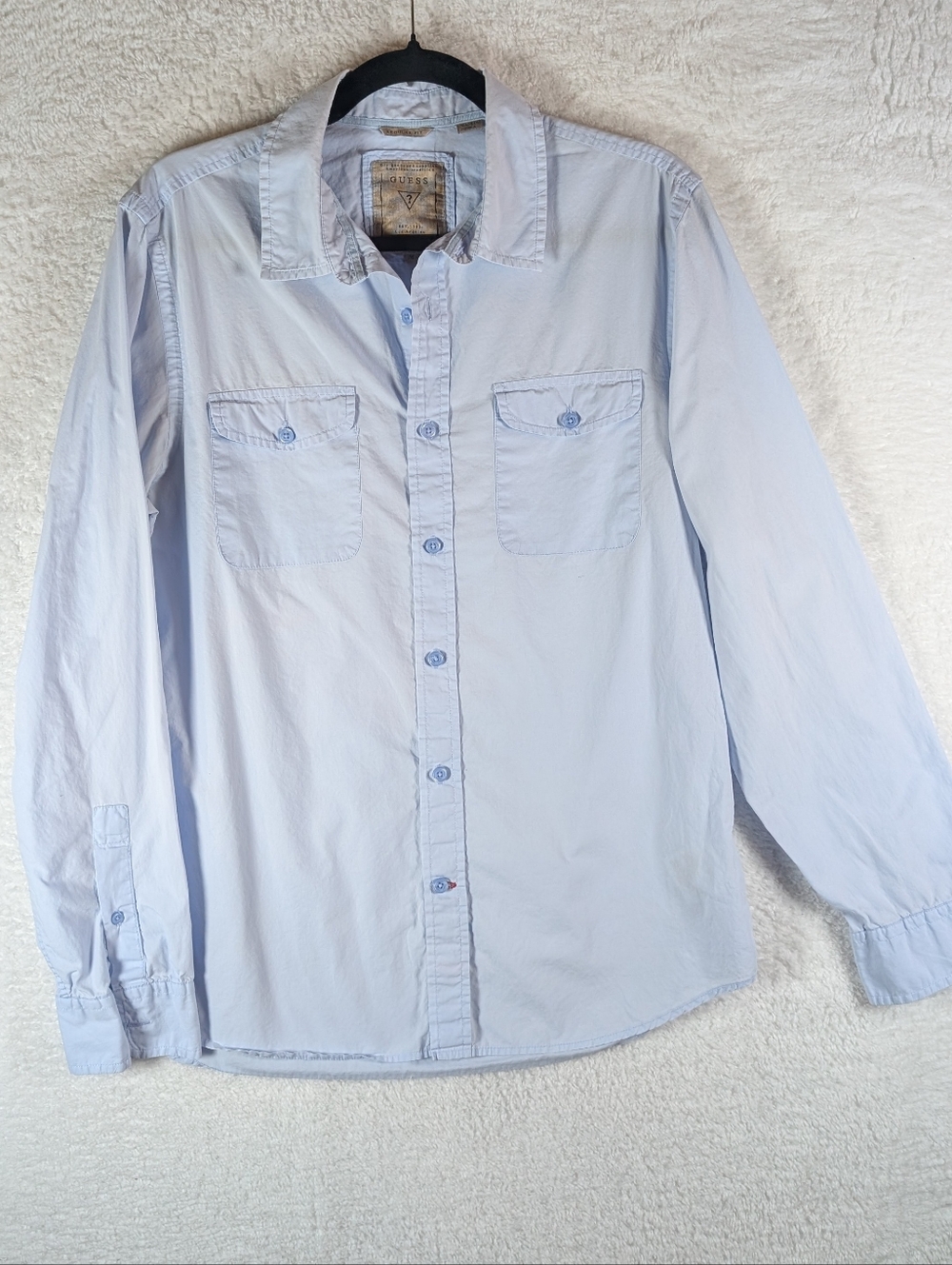 499-Guess Light Blue Men's Casual Button-Down Shirt‎